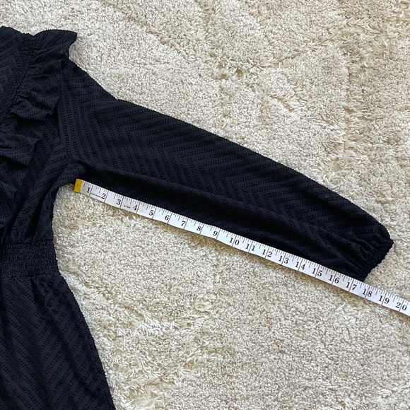 Zara Black Textured Midi Dress Size Medium - Picture 13 of 13